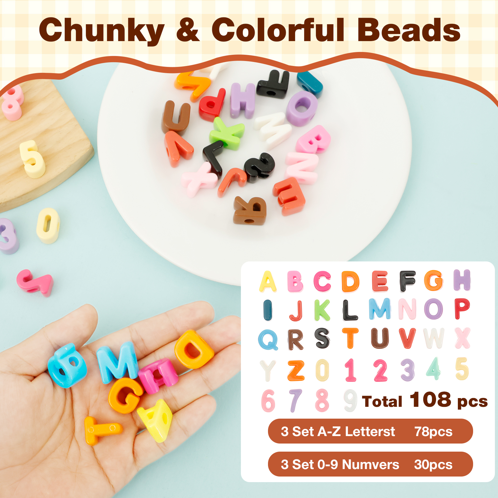 36/108Pcs 6mm Hole Chunky Acry - Art And Craft Letter Z ulasan dan harga