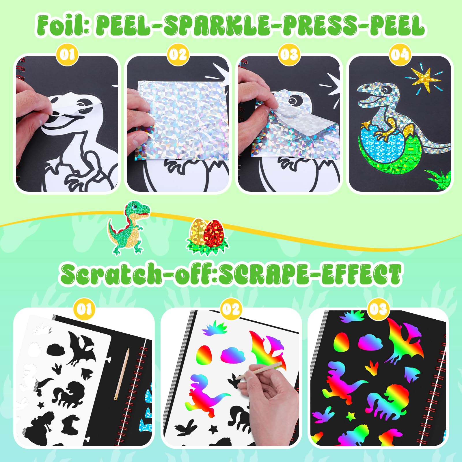 Dinosaur Scratch Art Book for  - Art Craft Dinosaurs ulasan dan harga