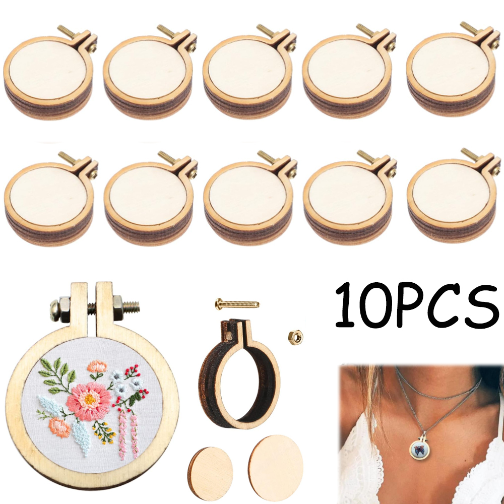 10Pcs/Set Wooden Mini Embroide - Embroidery Hoop Kit ulasan dan harga