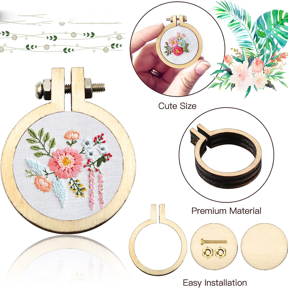 10Pcs/Set Wooden Mini Embroide - Embroidery Hoop Kit ulasan dan harga