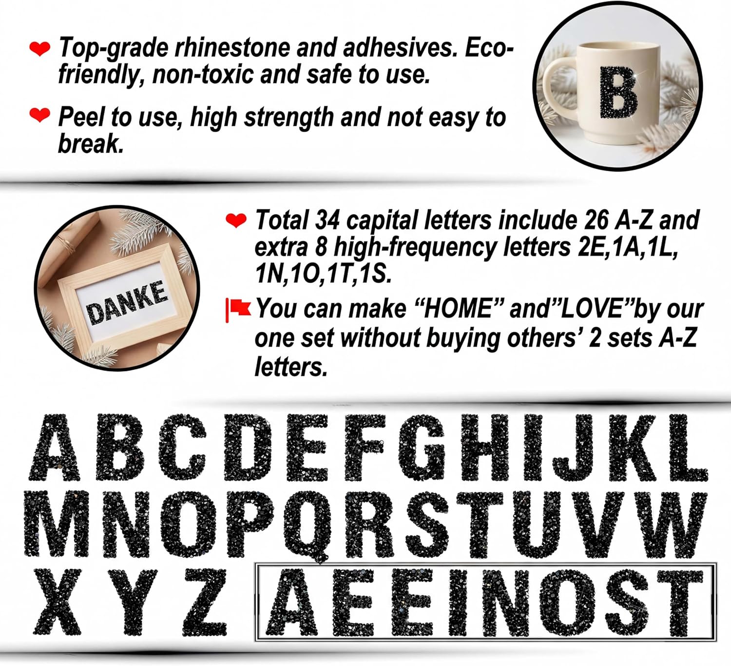 34Pcs Resin Rhinestone Alphabe - Art And Craft Letter Z ulasan dan harga