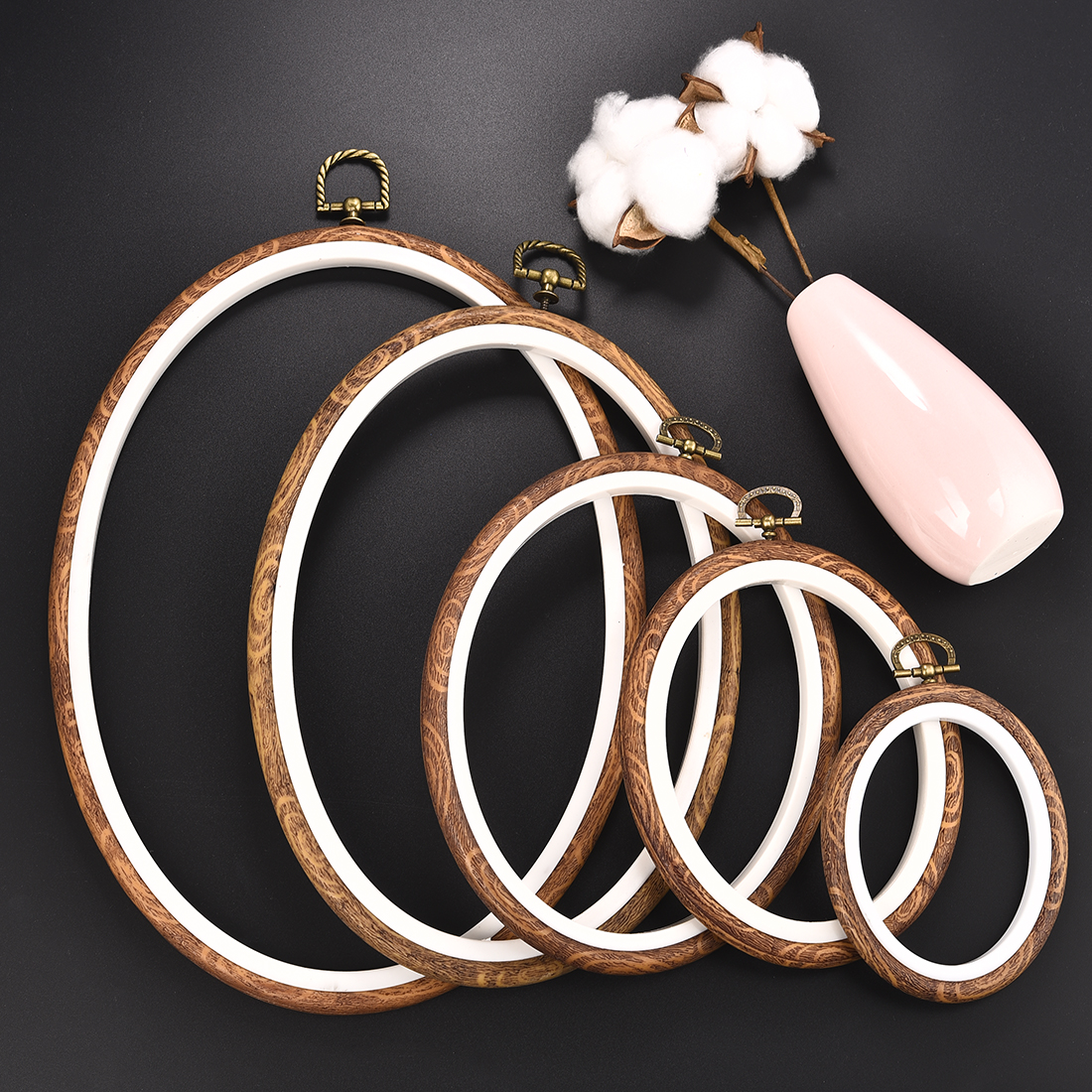 Imitated Wood Round,Oval Diffe - Embroidery Hoop Kit ulasan dan harga