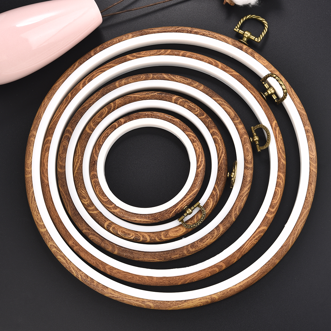 Imitated Wood Round,Oval Diffe - Embroidery Hoop Kit ulasan dan harga