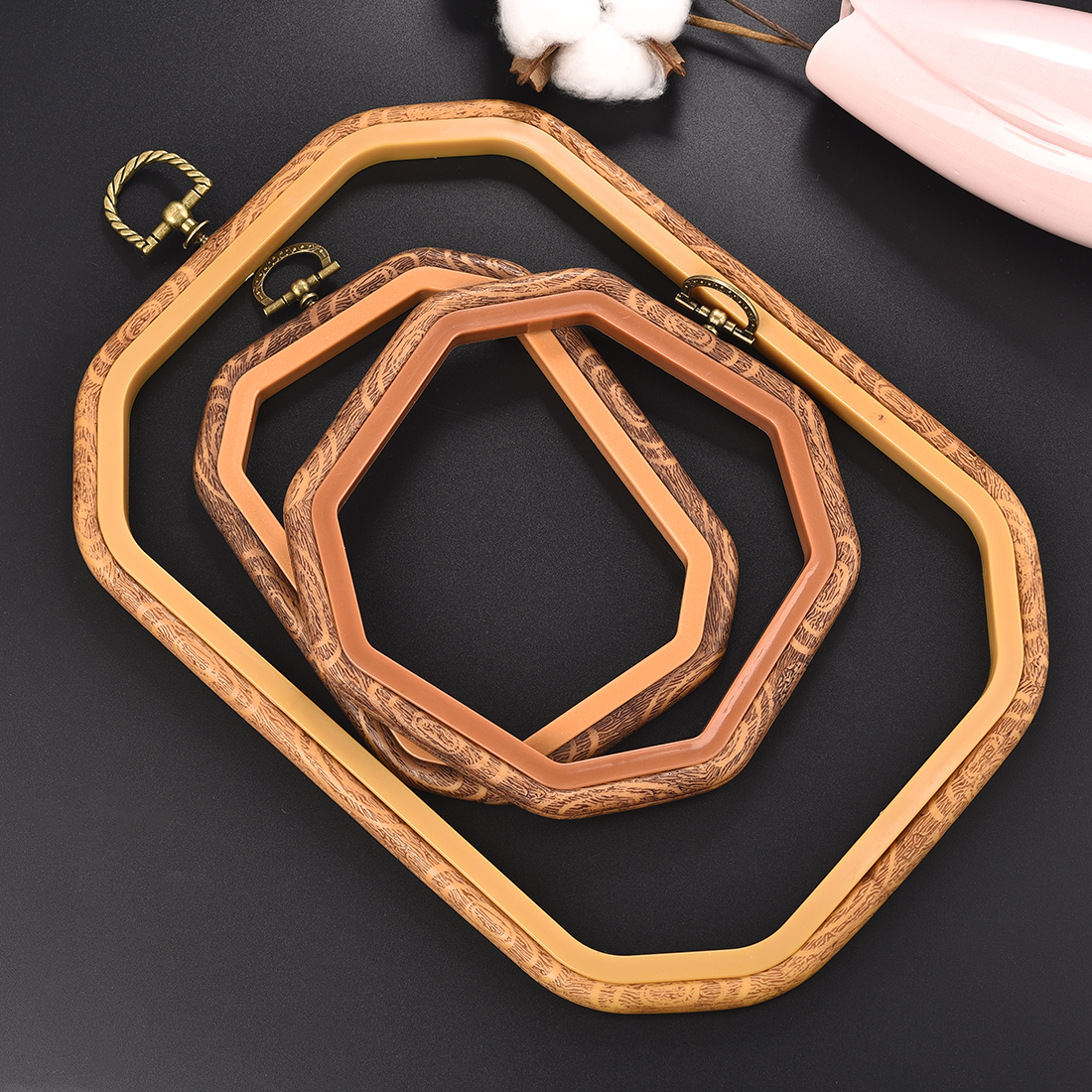 Imitated Wood Round,Oval Diffe - Embroidery Hoop Kit ulasan dan harga