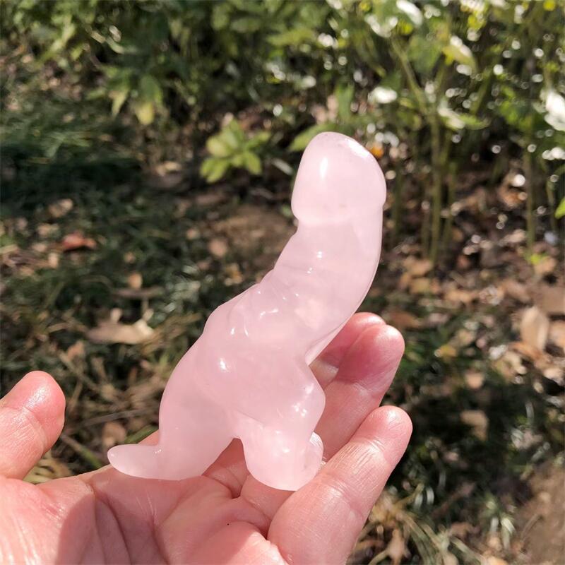 1PCS Natural Rose Quartz Carto - Art Craft Dinosaurs ulasan dan harga
