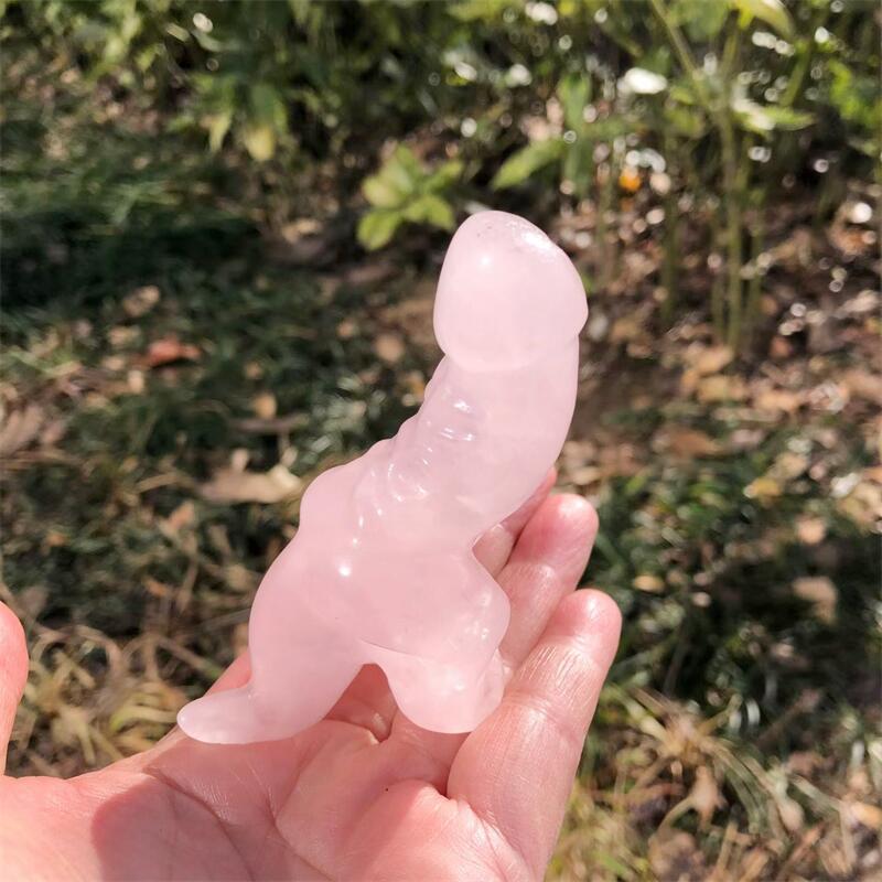 1PCS Natural Rose Quartz Carto - Art Craft Dinosaurs ulasan dan harga