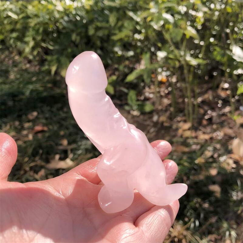 1PCS Natural Rose Quartz Carto - Art Craft Dinosaurs ulasan dan harga